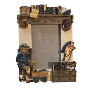 Vintage 1990s Figi Graphics 3D Resin Boy Toys Teddy Bear Picture Frame 3.5"x5.5"